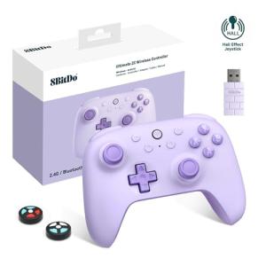 8Bitdo Ultimate 2C Wireless Controller for Windows PC and Android, with 1000Hz Polling Rate, Hall Effect Joysticks and Hall Triggers, and Remappable L4/R4 Bumpers, Turbo Function (Purple)