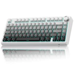 TECURS Mechanical Gaming Keyboard | Hot-Swappable Wireless RGB Keyboard Sideprinted |2.4Ghz/Type-C/BT5.0 | Gasket Mount Custom Keyboard for PC/Mac/PS5/PS4, US Layout Gradient Grey