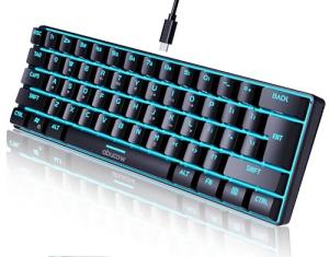 abucow Gaming Keyboard Minimalist Portable Wired Ultra-Compact Mini Imitation 61 Keys RGB Backlit Keyboard (Black)