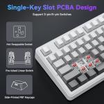 TECURS Mechanical Gaming Keyboard | Hot-Swappable Wireless RGB Keyboard Sideprinted |2.4Ghz/Type-C/BT5.0 | Gasket Mount Custom Keyboard for PC/Mac/PS5/PS4, US Layout Gradient Grey