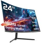 KTC 24 Inch Curved Monitor, FHD 1080P@180Hz Gaming Monior with 1500R VA Panel, 1ms MPRT, Adaptive Sync, HDR10, 110% sRGB, VESA, HDMI 2.0 / DP 1.4 Compatible with Desktop, Laptop, PS5, Xbox and More