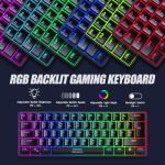 abucow Gaming Keyboard Minimalist Portable Wired Ultra-Compact Mini Imitation 61 Keys RGB Backlit Keyboard (Black)