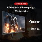 KTC 24 Inch Curved Monitor, FHD 1080P@180Hz Gaming Monior with 1500R VA Panel, 1ms MPRT, Adaptive Sync, HDR10, 110% sRGB, VESA, HDMI 2.0 / DP 1.4 Compatible with Desktop, Laptop, PS5, Xbox and More