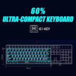 abucow Gaming Keyboard Minimalist Portable Wired Ultra-Compact Mini Imitation 61 Keys RGB Backlit Keyboard (Black)