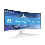 Philips Evnia 34M2C5501A - 34 inch WQHD Curved Gaming Monitor, 180 Hz, 1 ms, FreeSync Premium, Ambiglow (3440x1440, 2x HDMI 2.0, 1x DisplayPort 1.4, USB Hub) white