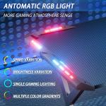 DLONGONE Gaming Desk with LED Lights, Whole Board RGB Gaming Table, Gamer Desk with Cup Holder and Headphone Hook, Computer Desk 100 x 60 cm, Black