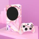 playvital Cosmic Pink Gold Marble Effect Custom Vinyl Skins for Xbox Series S, Wrap Decal Cover Stickers for Xbox Series S Console Controller