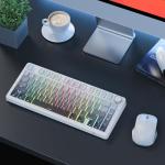 TECURS Mechanical Gaming Keyboard | Hot-Swappable Wireless RGB Keyboard Sideprinted |2.4Ghz/Type-C/BT5.0 | Gasket Mount Custom Keyboard for PC/Mac/PS5/PS4, US Layout Gradient Grey