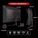 KTC 24 Inch Curved Monitor, FHD 1080P@180Hz Gaming Monior with 1500R VA Panel, 1ms MPRT, Adaptive Sync, HDR10, 110% sRGB, VESA, HDMI 2.0 / DP 1.4 Compatible with Desktop, Laptop, PS5, Xbox and More