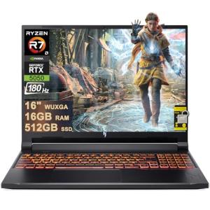 acer Nitro V 16 AI Gaming Laptop 16" WUXGA IPS 180Hz AMD 8-core Ryzen 7 260 (Beats i7-13700H) 16GB DDR5 512GB SSD GeForce RTX 5050 (Up to 421 AI Tops) Backlit Wi-Fi6E Win11 ICP Hub