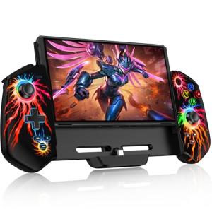 HASACOOL Switch Controllers for Switch/OLED, One-Piece Switch Gaming Controller, Hall Effect Switch Joycon Handheld Grip,Ergonomic Switch Pro Controller with RGB Light,TURBO,Vibration