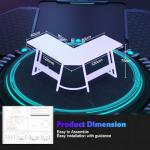 Devoko L Shaped Gaming Desk 120x120x75cm With Removable Monitor Stand, Corner Computer Desk Large PC Writing Table for Home and Office,Easy to Assemble, Carbon Fibre White