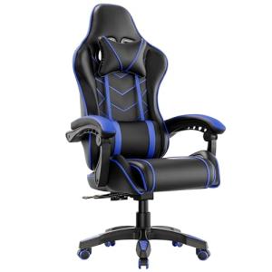 Blisswood Ergonomic Gaming Chair, Office Chair Heavy Duty Swivel Desk Chairs With Padded Armrest & Lumbar Cushion, Adjustable Height Recliner Computer Chair For Adults Girls Boys (Blue)