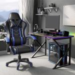 Blisswood Ergonomic Gaming Chair, Office Chair Heavy Duty Swivel Desk Chairs With Padded Armrest & Lumbar Cushion, Adjustable Height Recliner Computer Chair For Adults Girls Boys (Blue)