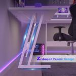 Devoko L Shaped Gaming Desk 120x120x75cm With Removable Monitor Stand, Corner Computer Desk Large PC Writing Table for Home and Office,Easy to Assemble, Carbon Fibre White