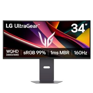 LG UltraGear G6 Gaming Monitor 34G600A-B, Curved UWQHD 1440p VA, 34 inch, 160Hz, 5ms GtG, 1ms MBR, Built-in Speakers, Multi Adjustable display, HDMI, DP, Black