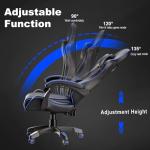 Blisswood Ergonomic Gaming Chair, Office Chair Heavy Duty Swivel Desk Chairs With Padded Armrest & Lumbar Cushion, Adjustable Height Recliner Computer Chair For Adults Girls Boys (Blue)