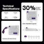 EPOMAKER HE30 One-Handed Hall Effect Keyboard, 8K Polling & 0.125ms, SOCD & Snap Key, Adjustable Trigger, PBT Keycap, RGB, Custom Software, Wired Gaming Keyboard for PC/Mac (White Purple)
