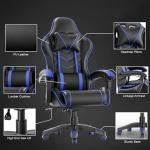Blisswood Ergonomic Gaming Chair, Office Chair Heavy Duty Swivel Desk Chairs With Padded Armrest & Lumbar Cushion, Adjustable Height Recliner Computer Chair For Adults Girls Boys (Blue)
