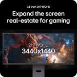 LG UltraGear G6 Gaming Monitor 34G600A-B, Curved UWQHD 1440p VA, 34 inch, 160Hz, 5ms GtG, 1ms MBR, Built-in Speakers, Multi Adjustable display, HDMI, DP, Black
