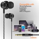 Betron BS10 Earphones Wired Headphones In Ear Noise Isolating Earbuds with Microphone and Volume Control Powerful Bass Driven Sound, 12mm Large Drivers, Ergonomic Design, Black