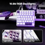 EPOMAKER HE30 One-Handed Hall Effect Keyboard, 8K Polling & 0.125ms, SOCD & Snap Key, Adjustable Trigger, PBT Keycap, RGB, Custom Software, Wired Gaming Keyboard for PC/Mac (White Purple)