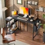 BEXEVUE L Shaped Gaming Desk, 100x70 cm Computer Desk with Storage Bag, Office Desk Small Writing Table with Large Reversible Storage Shelves, Workstation for Study Play Work Home Office, Black