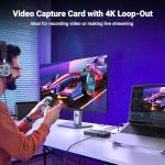 UGREEN Video Capture Card HDMI to USB C Streaming Device 1080P 60fps Game Audio Record 4K Loop Passthrough Compatible with Switch PS5 PS4 Xbox TV Stick iPad Pro DSLR Camera MacBook Laptop PC Quest 3