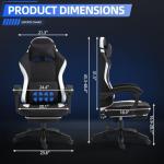 Fabric Massage Gaming Chair, Ergonomic Computer Chair, Video Game Chair, Massage Office Chair, Desk Swivel Chair, Adjustable, Reclining, Footrest, Massage Cushion, Fabric Material, Black, New