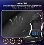 Fabric Massage Gaming Chair, Ergonomic Computer Chair, Video Game Chair, Massage Office Chair, Desk Swivel Chair, Adjustable, Reclining, Footrest, Massage Cushion, Fabric Material, Black, New