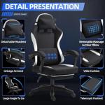Fabric Massage Gaming Chair, Ergonomic Computer Chair, Video Game Chair, Massage Office Chair, Desk Swivel Chair, Adjustable, Reclining, Footrest, Massage Cushion, Fabric Material, Black, New