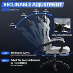 Fabric Massage Gaming Chair, Ergonomic Computer Chair, Video Game Chair, Massage Office Chair, Desk Swivel Chair, Adjustable, Reclining, Footrest, Massage Cushion, Fabric Material, Black, New
