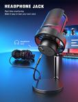 FIFINE Gaming Streaming Microphone, USB PC Desktop Mic with Controllable RGB, Mute Tap, Monitoring Headphone Jack, Gain Knob for Mac/PS4/PS5, Computer Condenser Mic for Video Podcasting Chatting-A8