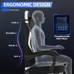 Fabric Massage Gaming Chair, Ergonomic Computer Chair, Video Game Chair, Massage Office Chair, Desk Swivel Chair, Adjustable, Reclining, Footrest, Massage Cushion, Fabric Material, Black, New