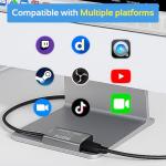 Video Capture Card HDMI to USB, 4K30 Input 1080P60 Output, Low-Lag Streaming for OBS, Plug and Play, for Windows and Mac OS, Game and Recording, Calls