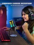 FIFINE Gaming Streaming Microphone, USB PC Desktop Mic with Controllable RGB, Mute Tap, Monitoring Headphone Jack, Gain Knob for Mac/PS4/PS5, Computer Condenser Mic for Video Podcasting Chatting-A8