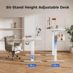 Agilestic Electric Standing Desk, 120 x 60 cm Height Adjustable Sit Stand Desk with Splice Board and Memory Smart Pannel, Home Office Desk, White