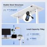 Agilestic Electric Standing Desk, 120 x 60 cm Height Adjustable Sit Stand Desk with Splice Board and Memory Smart Pannel, Home Office Desk, White