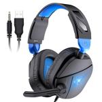 Xuevcn Gaming Headset for PC, Gaming Headphones 2m Wired Over Ear Headphones with Noise Canceling Mic, PS4 PS5 Headsets with Soft Earmuffs, Stereo, RGB Light, 3.5mm Audio Jack for Mac Laptop, Blue