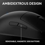 Logitech G PRO 2 LIGHTSPEED Wireless Gaming Mouse, Right- or Left-Handed Mouse with up to 4 Customisable and Switchable Magnetic Side Buttons, 44K DPI Sensor, USB-C Charging, for PC/Mac - Black