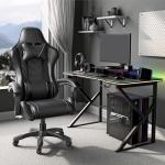 Blisswood Gaming Chair, Ergonomic Racing Gaming Chair for Adults with Lumbar Support, Heavy Duty Recliner Chair upto 150Kg Weight Capacity Swivel Chair (Black)