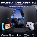 Xuevcn Gaming Headset for PC, Gaming Headphones 2m Wired Over Ear Headphones with Noise Canceling Mic, PS4 PS5 Headsets with Soft Earmuffs, Stereo, RGB Light, 3.5mm Audio Jack for Mac Laptop, Blue