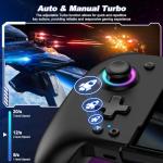 Wireless Switch Pro Controller Replacement for Nintendo Switch/OLED,Programmable One-Piece Hall Effect Joycon Ergonomic Handheld Gaming Controller with Auto Turbo/Vibration/Precise Motion Control/RGB