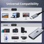 NEWHOPE video capture card, 4K HDMI to USB C 3.0 capture card, 1080P HD 60fps Live and Record Video Audio Grabber for Gaming, Streaming, Teaching, Video Conference