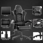 Blisswood Gaming Chair, Ergonomic Racing Gaming Chair for Adults with Lumbar Support, Heavy Duty Recliner Chair upto 150Kg Weight Capacity Swivel Chair (Black)