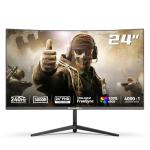 CronusPro 24 Inch 240Hz Curved Gaming Monitor, FHD 1920 x 1080, 1ms MPRT, 3000R, VA Panel, 16:9, AMD FreeSync, HDMI/DisplayPort, VESA, sRGB 100%, HDR, Eye Care, PC Monitor for Gaming Office Black
