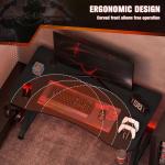 HOMCOM Gaming Desk 120 x 65 cm Steel Frame with Cup Holder, Headphone Hook, Adjustable Feet and Cable Organiser, Home Office Computer Table, Black