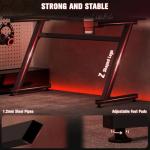 HOMCOM Gaming Desk 120 x 65 cm Steel Frame with Cup Holder, Headphone Hook, Adjustable Feet and Cable Organiser, Home Office Computer Table, Black