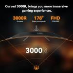 CronusPro 24 Inch 240Hz Curved Gaming Monitor, FHD 1920 x 1080, 1ms MPRT, 3000R, VA Panel, 16:9, AMD FreeSync, HDMI/DisplayPort, VESA, sRGB 100%, HDR, Eye Care, PC Monitor for Gaming Office Black