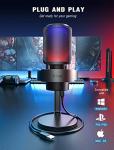 FIFINE USB Microphone PC, Gaming Microphone for Streaming Podcast Studio, Microphone USBC for PS4 PS5 MAC with RGB Control, Mute Switch, Headphone Jack, Pop Filter